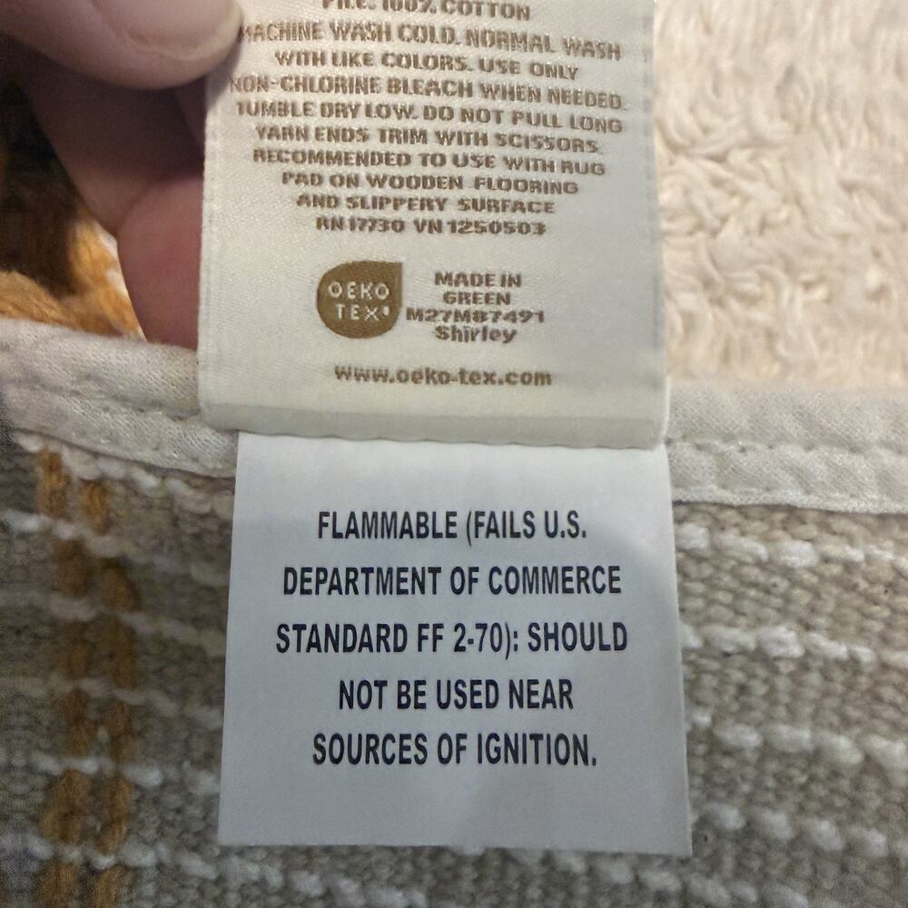 Threshold Bath Rug Modern Tufted Cream/Yellow Stripe 100% Cotton 20”x 30” NEW - Picture 10 of 11